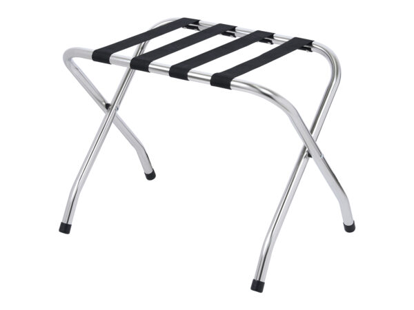 Ashton Luggage Rack With Back in Chrome & Black