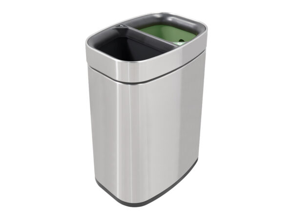 Newport Dual Recycling Bin in Brushed Steel - Image 4
