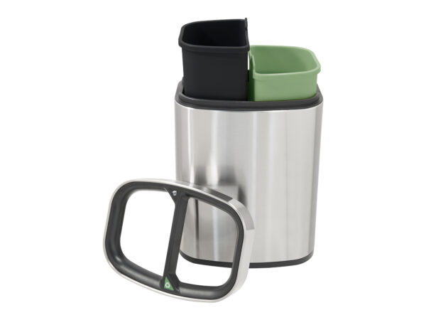 Newport Dual Recycling Bin in Brushed Steel - Image 2