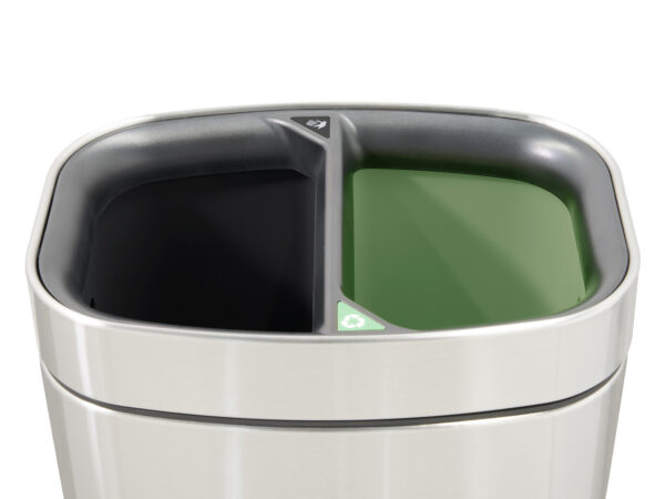 Newport Dual Recycling Bin in Brushed Steel